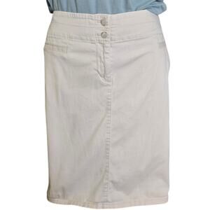 J Jill Womens A-Line Skirt Size 10 Beige Live In Chino Front Pockets Stretch‎